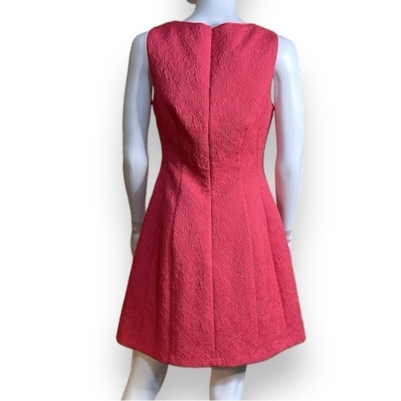 Pink Fit & Flare Sleeveless Dress Women's Size 8 Lined Textured - Picture 6 of 9